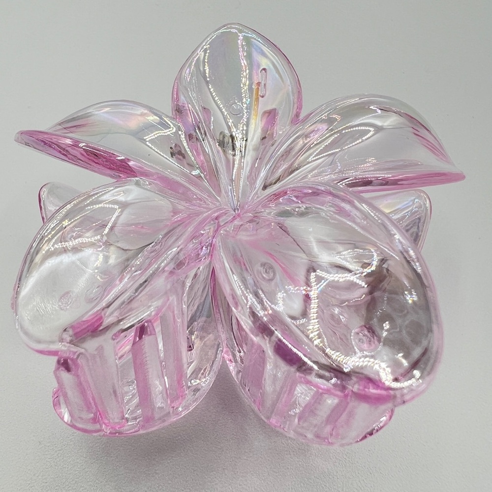 Plumeria Flower Hair Clip Iridescent Pink New - Picture 2 of 3
